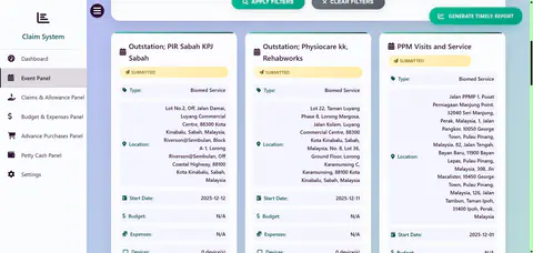 Screenshot of Staf-Claim-System